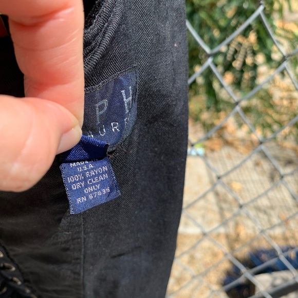 Vintage Ralph Lauren Black Velvet Rayon Lace Up Corset Union Made - Picture 13 of 16